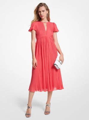 michael michael kors pleated georgette midi dress|pleated midi georgette dress.